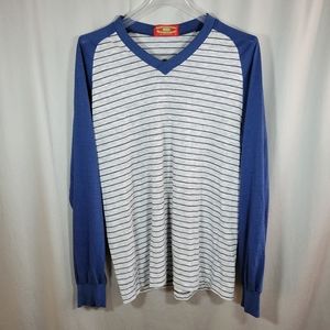 The Northwestern Knitting Co Navy and Gray Long Sleeve T-Shirt, Size Large